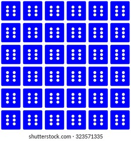 Repeating dice, showing the number six, as a wallpaper pattern - vector