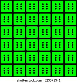 Repeating dice, showing the number six, as a wallpaper pattern - vector