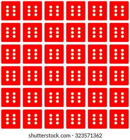 Repeating dice, showing the number six, as a wallpaper pattern - vector