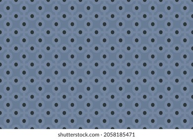 Repeating dots foreground design abstract alongated oval shapes elegant geo motif basic pattern continuous grey blue background. Modern fabric design textile swatch scarf, cravat all over print block.