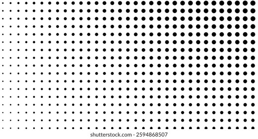 Repeating dots gradation pattern. Dotted halftone gradient texture. Vanishing polka dot background simple abstract modern