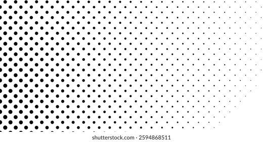 Repeating dots gradation pattern. Dotted halftone gradient texture. Vanishing polka dot background simple abstract