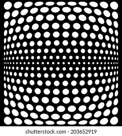 repeating dots reducing with fisheye effect - vector