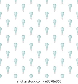 Repeating Electric Bulb Symbol Seamless Pattern Wallpaper - Blue Grey Elements on White Background - Vector Flat Graphic Design