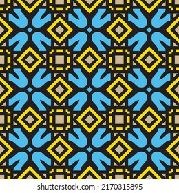 Repeating European pattern featuring tiled geometric shapes and other decorative elements