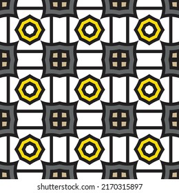 Repeating European pattern featuring tiled geometric shapes and other decorative elements