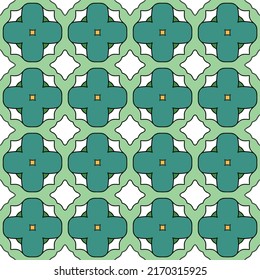 Repeating European pattern featuring tiled geometric shapes and other decorative elements