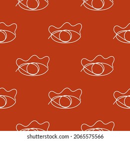 Repeating eye drawn by hand with a continuous line. Seamless pattern. Modern vector illustration.