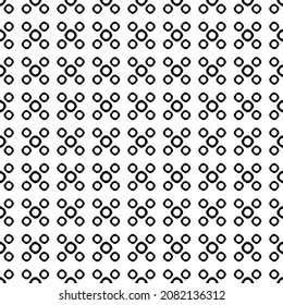 Repeating five circles, vector pattern of black rings and white background.