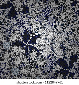 Repeating floral backdrop, Elegant white, gray and black flowers wallpaper. Flower pattern seamless on white, gray and black colors, hand-drawn chamomiles, daisies.