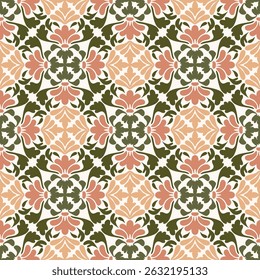 Repeating Floral Damask Seamless Pattern Vector for Fabric, Wallpaper, Packaging, Ceremony, Backgrounds, and Decorative Craft Design Projects