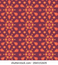 Repeating floral pattern, Ethnic texture, Arabic vintage decorative ornament vector, Dark background, Can be used for  pattern, fabric, wallpaper, web page, repeat tiles, textile, surface textures.