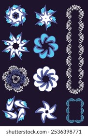 Repeating floral pattern set, color options