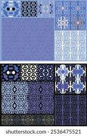 Repeating floral pattern set, color options