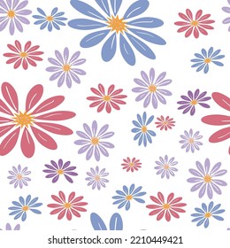 Repeating floral vector pattern.Hand drawn flowers seamless.