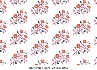 repeating flower bunch with garden foliage arrangement.elegant botanical pattern for seamless surface wallpaper and seasonal textile print

