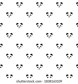 Repeating Funny Pattern with Panda Head Isolated on White Background. Vector Illustration