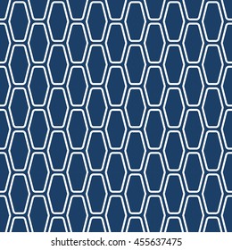 Repeating geometric background blue and white hexagonal line pattern design texture. editable vector file.