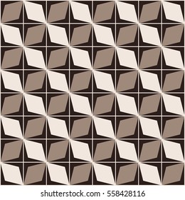 Repeating geometric background with rhombus and nodes from rhombuses. Geometric square consisting of a monochrome stars. Vector seamless pattern. Seamless abstract background. 