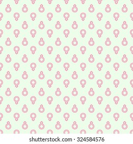 Repeating geometric background with  symbol of  feminine. Seamless vector pattern. outline, minimal, pink