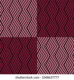 Repeating geometric flat patterns. Contemporary graphic design. Can be used in textiles, for book design, website background.