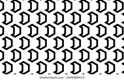 Motif géométrique répétitif de formes hexagonales noires sur fond blanc.  Les hexagones sont formés à partir de lignes entrecroisées créant une...