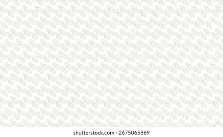 A repeating geometric pattern in brown on a white background with Greek key and dot elements.