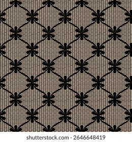 A repeating geometric pattern with circular shapes and a textured design in neutral tones.