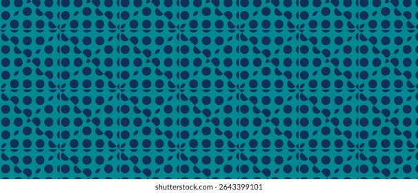 Um padrão geométrico repetitivo composto de pontos azuis escuros em um plano de fundo azul-escuro. Os pontos são organizados de uma maneira que cria uma sensação de formas entrelaçadas ou possivelmente uma grade distorcida.