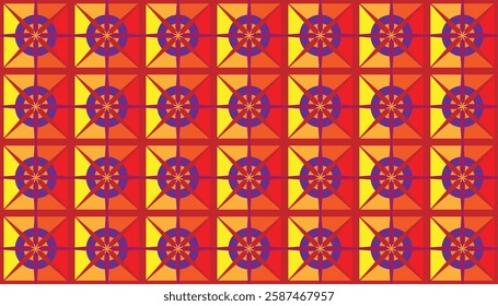 A repeating geometric pattern consisting of wheel or asterisk shapes, arranged in a grid or diamond pattern