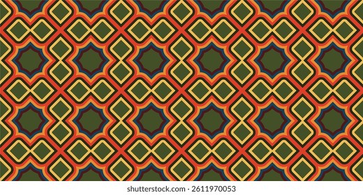 a repeating geometric pattern with a distinct retro or vintage aesthetic.