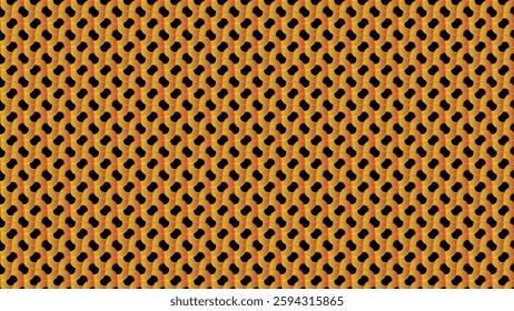 A repeating geometric pattern featuring abstract yellow and orange shapes against a black background, creating an intricate visual texture perfect for decorative or creative design projects.