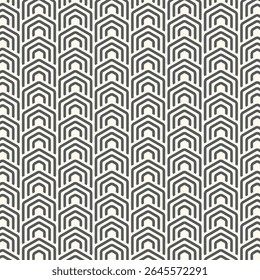 Um padrão geométrico repetitivo com formas em forma de arco em um design monocromático.