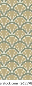 A repeating geometric pattern featuring fan-like shapes in earthy tones.