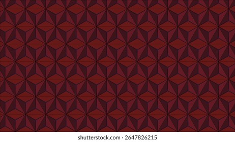 A repeating geometric pattern featuring interlocking triangles and rhombuses in various shades of red, outlined with dark lines.
