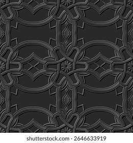 A repeating geometric pattern featuring intricate designs and shapes, suitable for backgrounds or textile designs.