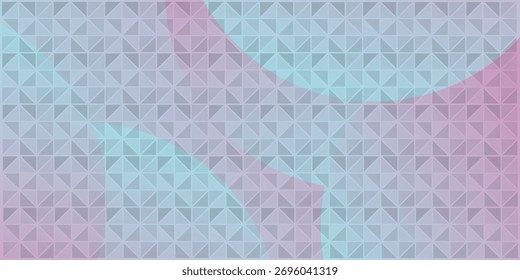 A repeating geometric pattern featuring small triangles in a soft pink and teal gradient, creating a textured, abstract design.