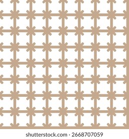 A repeating geometric pattern featuring stylized floral shapes in a neutral color palette.