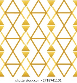 Repeating Geometric Pattern of Gold Lines and Yellow Triangles on White vector illustration