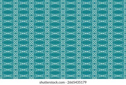 Um padrão geométrico repetitivo de formas de diamante entrelaçadas em tons de azul-petróleo e branco, criando um fundo texturizado e intrincado.