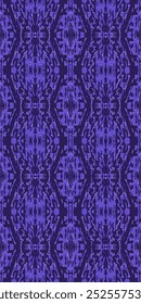 Repeating geometric pattern. Intricate interconnected shapes. Shades of purple with variations. Creates depth and texture. Complex visual tapestry. Traditional textile-inspired design. 