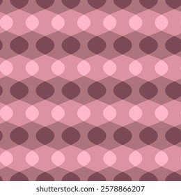 A repeating geometric pattern in pink and mauve. The retro design is ideal for apparel, wallpaper, and digital backgrounds.