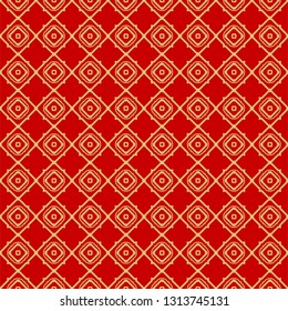 Repeating Geometric Pattern with Triangle, Zig Zag. Vector Background, Texture. For Design Invitation, Interior Wallpaper, Cover Card, Technologic Design. rED GOLD COLOR