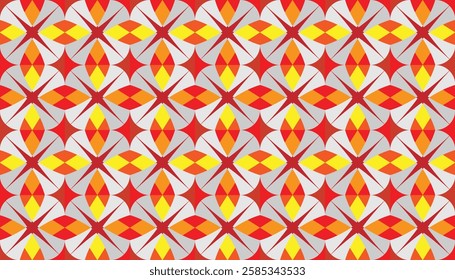 repeating geometric pattern with a vibrant color scheme and a symmetrical design