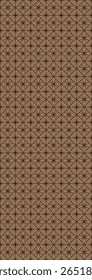 A repeating geometric pattern with a warm brown background and i