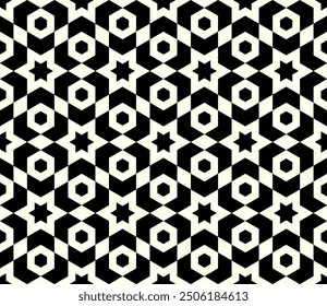 Repeating Geometric patterns of printable vector Art. Artistic Hexagram Star Seamless pattern background.