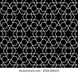 Repeating Geometric patterns of printable vector Art. Artistic Hexagram Star Seamless pattern background.