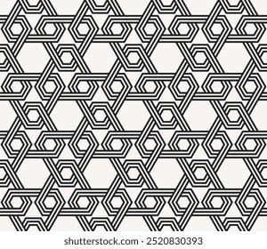 Repeating Geometric patterns of printable vector Art. Graphic design of Seamless pattern cover background. Interlocking knots banner backdrop layout designs.