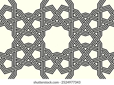 Repeating Geometric patterns of printable vector Art. Graphic design of Seamless pattern cover background. Interlocking knots banner backdrop layout designs.