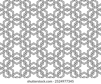 Repeating Geometric patterns of printable vector Art. Graphic design of Seamless pattern cover background. Interlocking knots banner backdrop layout designs.